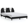 vidaXL Full Faux Leather Bed Frame with LED Lights - Black/White, Modern Waved Design, Supportive Plywood Slats and Headboard Cushion - 4 of 4