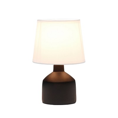 Black Concrete Nightstand Lamp with White Empire Shade