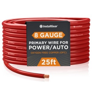 InstallGear 8 Gauge AWG OFC Pure Copper Power Ground Wire- 25ft, Red - 1 of 4