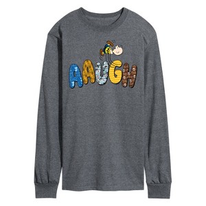 Men's - Peanuts - Aaugh Pattern Charlie Brown Long Sleeve Graphic T-Shirt - 1 of 4