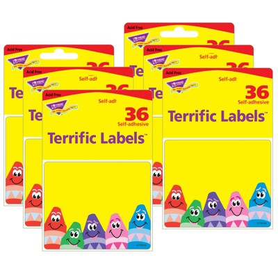 TREND Colorful Crayons Terrific Labels, 36 Per Pack, 6 Packs