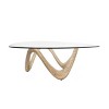 Olivia & May Cement Abstract Coffee Table with Abstract Wavy Base and Triangular Glass Top Beige - image 3 of 4