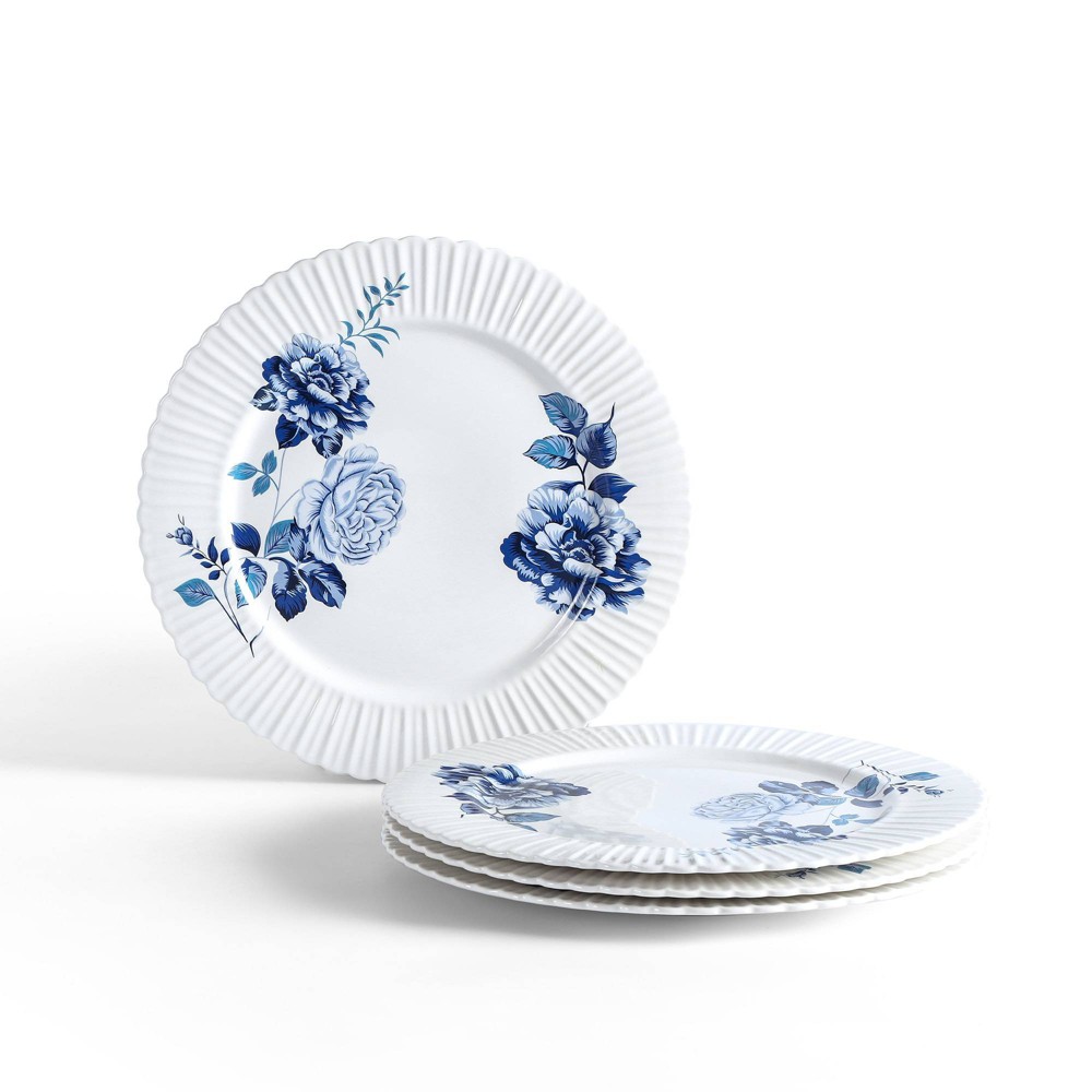 Stone Lain Set of 4 Fiore New Bone Dinner Plates Blue