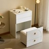 JUJABU 3-in-1 White Vanity Desk with Flip-Top Mirror, 3 Drawers, Cushioned Stool & Built-In Power Outlet - 4 of 4