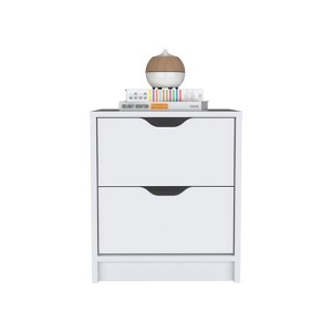 TIRAMISUBEST White Nightstand with Two Drawers, Compact Bedside Storage - 1 of 4
