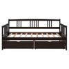 Okak Twin/Full Modern Platform Bed Frame with Bedside Fence & Drawers/Trundle,Wooden Daybed Sofa Bed for Bedroom,Study - 3 of 4