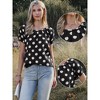 INSPIRE CHIC Women's Polka Dots Short Sleeve Crew Neck Summer Casual Lightweight Blouses - 2 of 4
