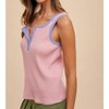 Women's Contrast Striped Rib Henley Tank - AnnieWear - 3 of 3