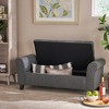 Lyngins Contemporary Button Tufted Storage Bench, Ottoman with Storage, Entryway Bench with Rolled Arms & Pressure Hinges, Foot Stool for Living Room - 3 of 4