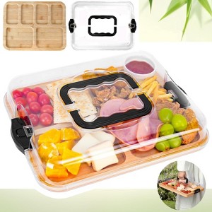 Charcuterie Board with Clear Lid, Travel Portable Cheese Board Charcuterie Boxes Cutting Boards for Kitchen, House Warming Gifts New Home - 1 of 4