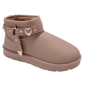 Bebe Women’s Boots - Cozy Women’s Shoes, Faux Leather Ankle Boots with Faux Fur Lining, Buckle Strap Detail - 1 of 4