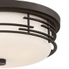 Franklin Iron Works Arden Rustic Ceiling Light Flush Mount Fixture 14" Wide Antique Bronze 3-Light White Glass Shade for Bedroom Kitchen Living Room - 3 of 4