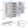 PDTEND Multi-Functional Shoe Cabinet with Adjustable Shelves, Stool, Retractable toe-kick drawer, White - 4 of 4