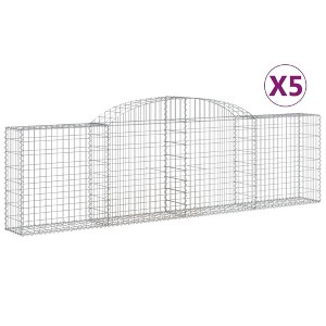 vidaXL 5 Pcs Outdoor Arched Gabion Basket 118.1 x 11.8 x 31.5/39.4 in Galvanized Iron Garden Barrier/Retaining Wall - 1 of 4