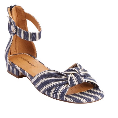 Comfortview Women's Wide Width The Ansley Sandal, 12 WW - Navy Stripe