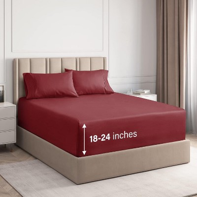 Burgundy King Cotton Polyester Deep Pocket Sheet Set