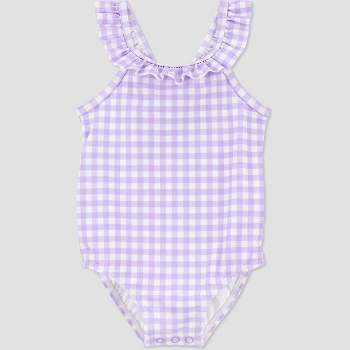 Carter's Just One You®️ Baby Girls' Ruffle Gingham One Piece Swimsuit - Purple