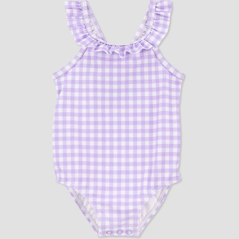 Carter's Just One You®️ Baby Girls' Ruffle Gingham One Piece Swimsuit - Purple, 1 of 6