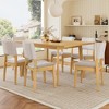 JANSNO 7-Piece Modern Dining Set with Solid Wood Rectangular Table & Linen Upholstered Chairs - 3 of 4