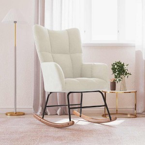 vidaXL Rocking Chair Cream White Velvet - 1 of 4