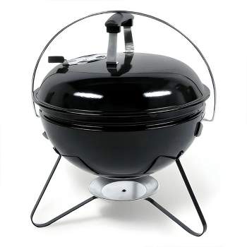 SKONYON 14 in. Steel BBQ Grill with Lid Portable Charcoal Grill, Black