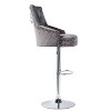 Large Velvet Bar Stool Heavy Duty Chrome Base Comfy Deep Button Swivel Chair - 3 of 4