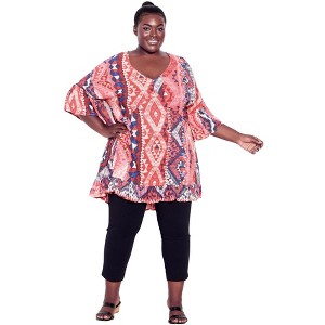 Avenue Women's Plus Size Harper Print Tunic - 1 of 4