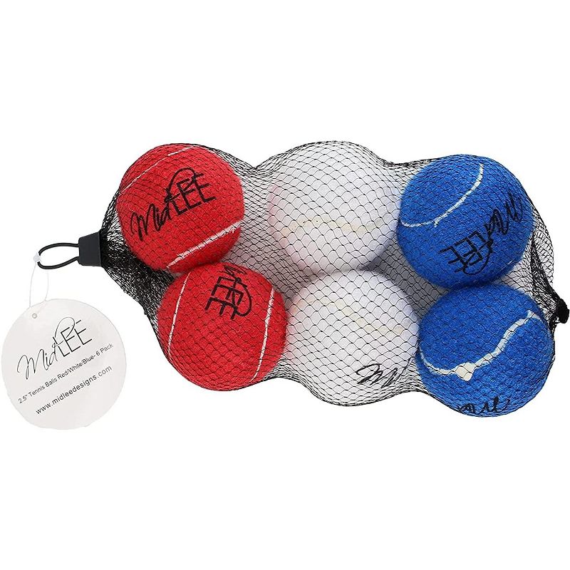 Midlee 4th of July Dog Tennis Balls- USA Red White & Blue Pet Toy Ball- Set of 6, 2 of 8