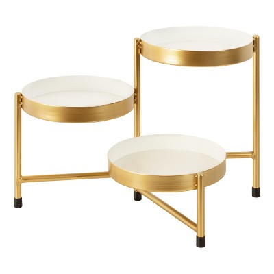Finn White and Gold Metal 3-Tier Tabletop Planter Stand