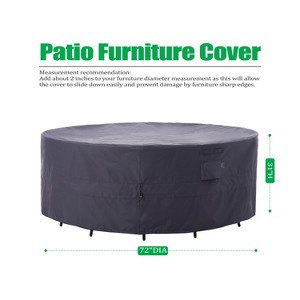 F&J Outdoors Premium Luxury Waterproof Outdoor Patio Round Table Cover- Grey - 1 of 4