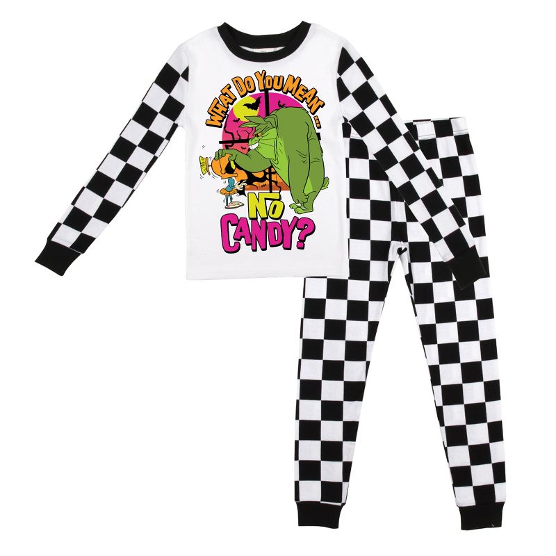 Looney Tunes "What Do You Mean There's No Candy?" Checker Pattern Youth Boy's Long Sleeve Pajama Set, 1 of 5