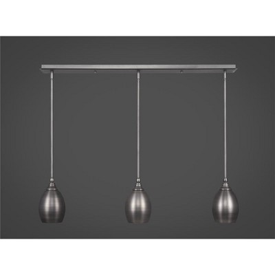 Toltec Lighting Any 3 - Light Chandelier in  Brushed Nickel with 5" Brushed Nickel Oval Metal Shade Shade