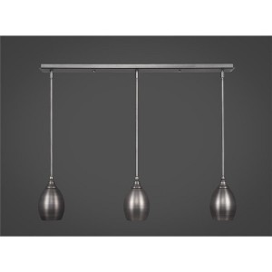 Toltec Lighting Any 3 - Light Chandelier in  Brushed Nickel with 5" Brushed Nickel Oval Metal Shade Shade - 1 of 1