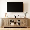 Homhougo Farmhouse TV Stand for TV up to 65", Gaming Entertainment Center, TV Console Table with Doors & Storage Cabinets, Rustic TV Stand, Walnut - 3 of 4