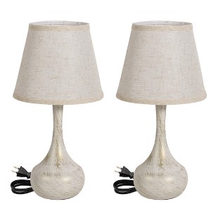 DAKAFUL Touch Table Lamp with Beige Fabric Shade, 3-Way Dimmable ,E26 Base ,Metal Aceent Lamp for Bedroom/ Living Room/Nightstand(Set of 2) - 1 of 4