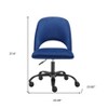 HomeRoots Blue And Black Steel And Velvet Adjustable Swivel Rolling Office Chair - 3 of 4