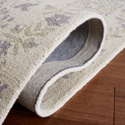 Ivory and Beige Hand-Tufted Wool Rectangular Area Rug, 5'x8'