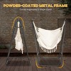 Syemin Patio Swings Outsunny Patio Hammock Chair with U Shape Stand, Outdoor Hammock Swing Lounge Chair with Side Pocket, White, 51.2"*35.4"*63" - 4 of 4