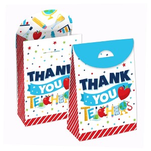 Big Dot of Happiness Thank You Teachers - Teacher Appreciation Gift Favor Bags - Party Goodie Boxes - Set of 12 - 1 of 4
