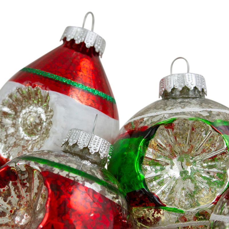 Northlight 9ct Silver and Red 2-Finish Glass Christmas Finial Ornaments 3.25", 3 of 4