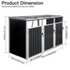 VYNXARIA Garbage Bin Shed Stores 3 Trash Cans Metal Outdoor Bin Shed for Garbage Storage,Grey - 4 of 4