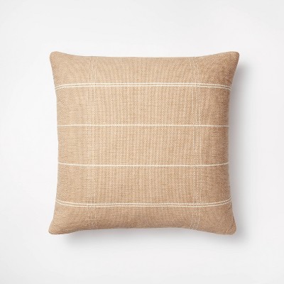 Oversized Woven Windowpane Square Throw Pillow Camel/Cream - Threshold™ designed with Studio McGee