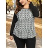Agnes Orinda Women's Plus Size Floral Animal Print Stripe Raglan Long Sleeve Blouses - 2 of 4