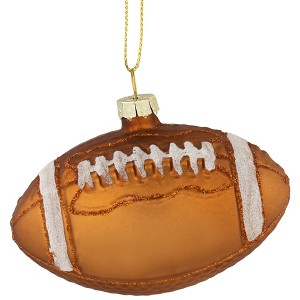 Northlight Football Glittered Glass Christmas Ornament - 3.5" - Brown - 1 of 4