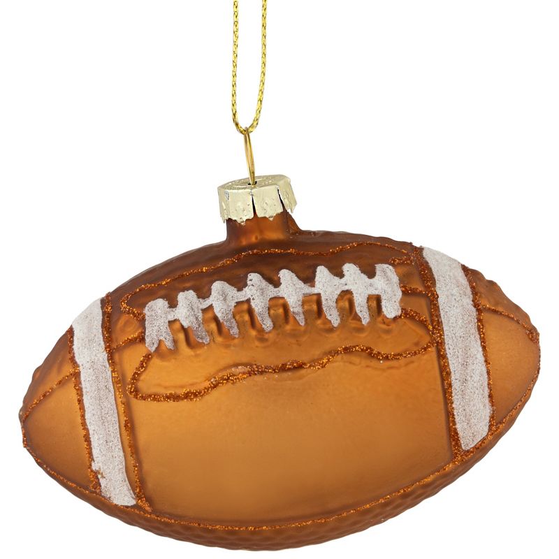 Northlight 3.5" Brown Football Glittered Glass Christmas Ornament, 1 of 6