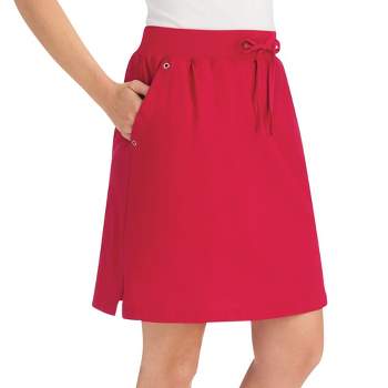 Collections Etc Casual Pull-On Sport Knit Skort with Grommet Side Pockets, 21"L