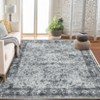 Area Rug Washable Rug Vintage Traditional Distressed Indoor Foldable Thin Retro Accent Floral Print Non Slip Carpet Gray Tone - 4 of 4