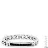 Steeltime Men's stainless steel thick cuban link chain and simulated black diamonds id bracelet. Color Options: Silver Black - 3 of 4