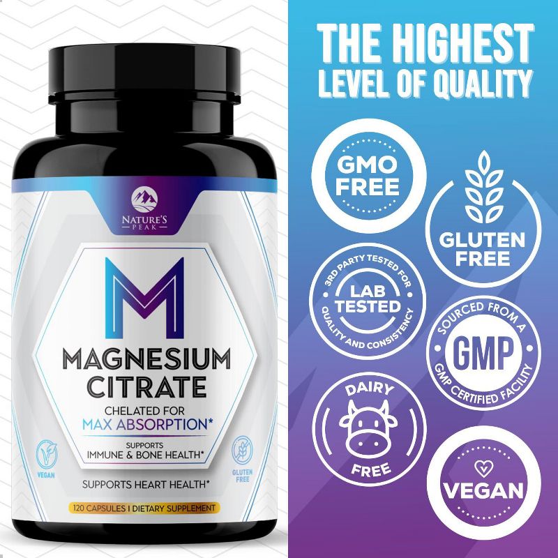 Nature's Peak Magnesium Citrate 1000mg Capsules - Extra Strength Magnesium Supplement, 4 of 8