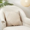 Saro Lifestyle Diamond Elegance Fringe Throw Pillow Cover, Beige, 20"x20" - 3 of 3